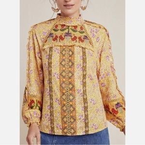 Maeve Anthropologie Goldie Embroidered Blouse Top | Size 4